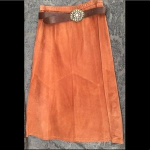 Terry Lewis Size 14 Suede Maxi Burnt Orange Skirt